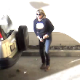A woman is captured on security video as she takes a huge shit and a piss in a parking lot. She apparently really had to go because the poop comes out before her pants are fully down. Presented in 1080P HD. Over 2 minutes.
